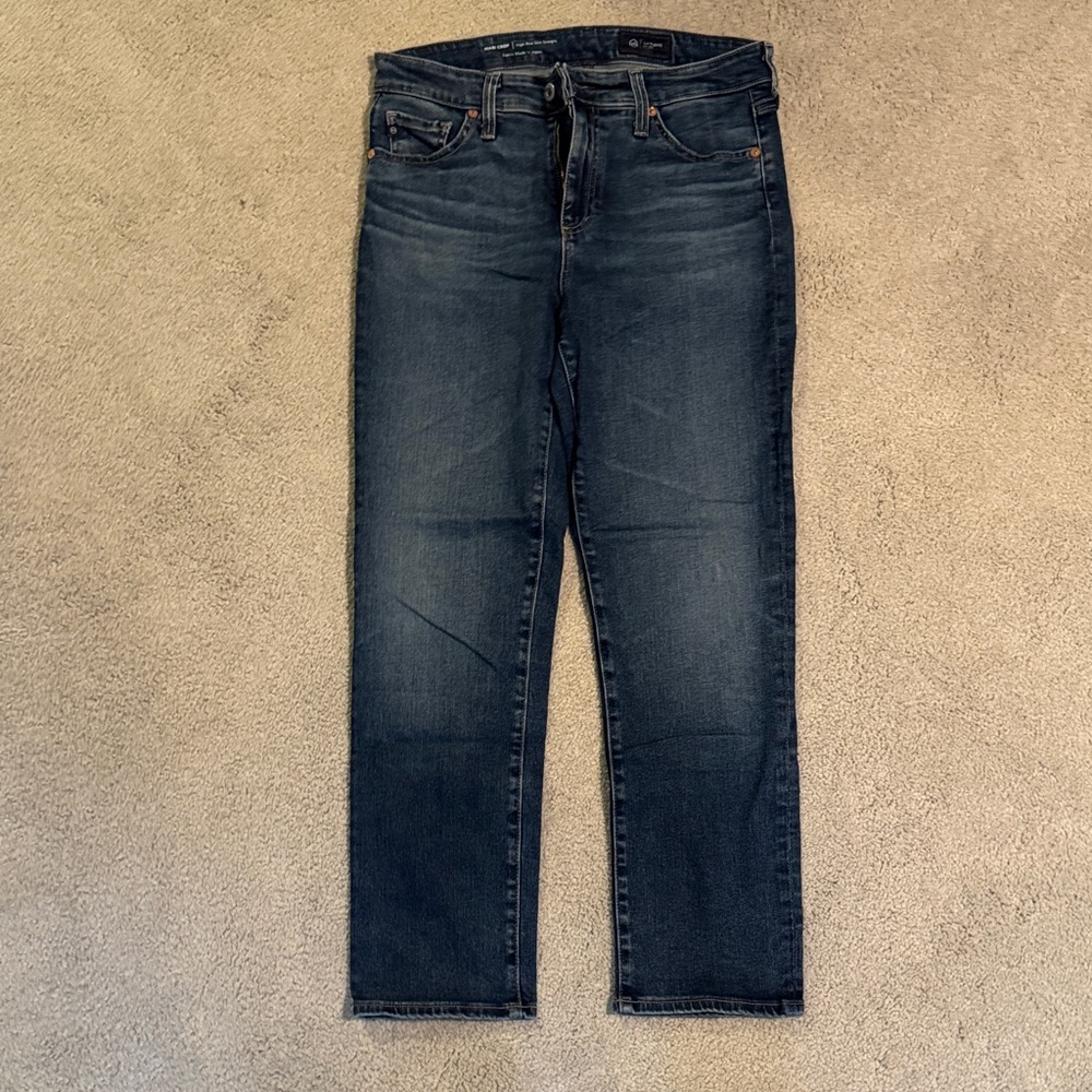 AG Adriano Goldschmied Mari Dark Blue Straight Crop Jeans